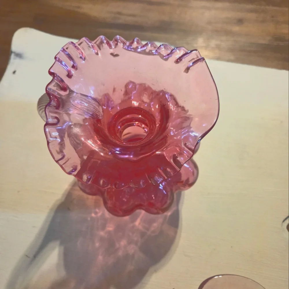 Vintage Fenton Cranberry 8" Melon Pitcher - Picture 4 of 11